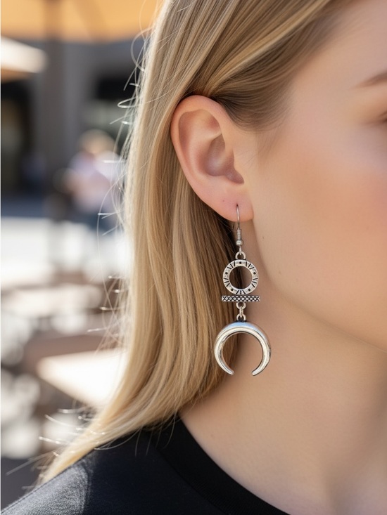Jewelry - 6/4 Sterling Silver Crescent Drop Earrings - Modern Women's Jewelry